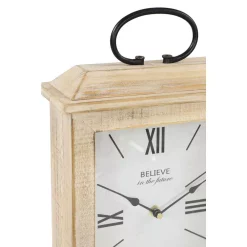 Table Clocks LITTON LANE Farmhouse Rectangular Whitewashed Beige Wooden Table Clock -SAFAVIEH Shop whitewashed beige litton lane table clocks 43609 4f 1000