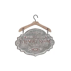 Wall Signs LITTON LANE Farmhouse Whitewashed Wood And Silver Metal Laundry Room Decorative Sign -SAFAVIEH Shop whitewashed wood and silver litton lane wall signs 18978 c3 1000