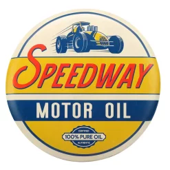 Wall Signs SPEEDWAY Motor Oil Tin Button Decorative Sign